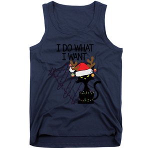 I Do What I Want Christmas Tree Cat Gift Tank Top