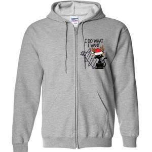 I Do What I Want Christmas Tree Cat Gift Full Zip Hoodie