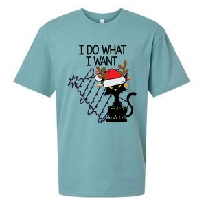 I Do What I Want Christmas Tree Cat Gift Sueded Cloud Jersey T-Shirt