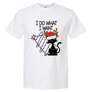 I Do What I Want Christmas Tree Cat Gift Garment-Dyed Heavyweight T-Shirt