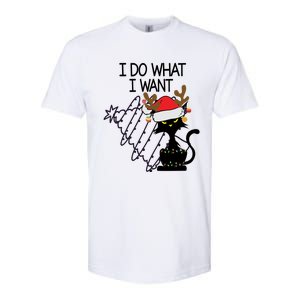 I Do What I Want Christmas Tree Cat Gift Softstyle CVC T-Shirt