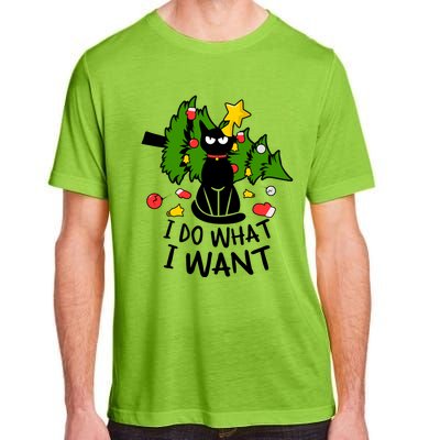 I Do What I Want Cat Christmas Tree Funny Black Cat Graphic Gift Adult ChromaSoft Performance T-Shirt