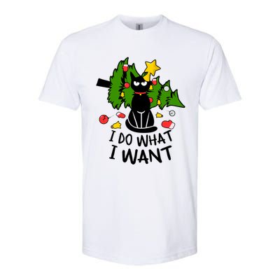 I Do What I Want Cat Christmas Tree Funny Black Cat Graphic Gift Softstyle CVC T-Shirt