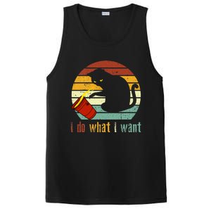 I Do What I Want Cat Coffee Black Cat Red Cup Funny Graphic PosiCharge Competitor Tank