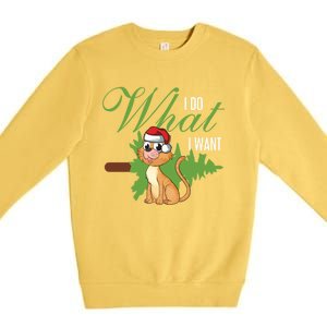 I Do What I Want Cat Wearing Santa Hat Sarcastic Christmas Meaningful Gift Premium Crewneck Sweatshirt