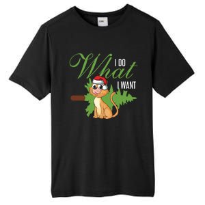 I Do What I Want Cat Wearing Santa Hat Sarcastic Christmas Meaningful Gift Tall Fusion ChromaSoft Performance T-Shirt