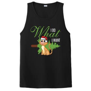 I Do What I Want Cat Wearing Santa Hat Sarcastic Christmas Meaningful Gift PosiCharge Competitor Tank