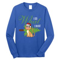 I Do What I Want Cat Wearing Santa Hat Sarcastic Christmas Meaningful Gift Long Sleeve Shirt