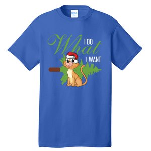 I Do What I Want Cat Wearing Santa Hat Sarcastic Christmas Meaningful Gift Tall T-Shirt