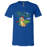 I Do What I Want Cat Wearing Santa Hat Sarcastic Christmas Meaningful Gift V-Neck T-Shirt