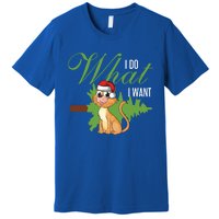 I Do What I Want Cat Wearing Santa Hat Sarcastic Christmas Meaningful Gift Premium T-Shirt