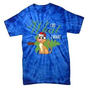 I Do What I Want Cat Wearing Santa Hat Sarcastic Christmas Meaningful Gift Tie-Dye T-Shirt