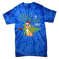 I Do What I Want Cat Wearing Santa Hat Sarcastic Christmas Meaningful Gift Tie-Dye T-Shirt