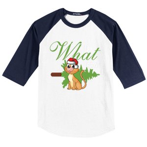 I Do What I Want Cat Wearing Santa Hat Sarcastic Christmas Meaningful Gift Baseball Sleeve Shirt