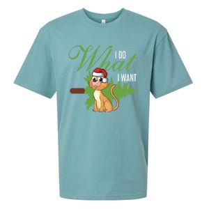 I Do What I Want Cat Wearing Santa Hat Sarcastic Christmas Meaningful Gift Sueded Cloud Jersey T-Shirt