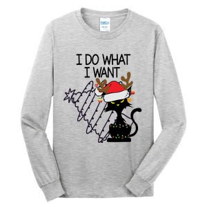 I Do What I Want Christmas Tree Cat Gift Tall Long Sleeve T-Shirt