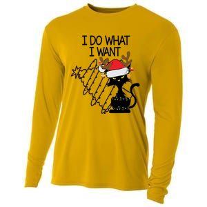 I Do What I Want Christmas Tree Cat Gift Cooling Performance Long Sleeve Crew