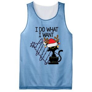 I Do What I Want Christmas Tree Cat Gift Mesh Reversible Basketball Jersey Tank