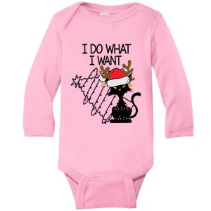 I Do What I Want Christmas Tree Cat Gift Baby Long Sleeve Bodysuit