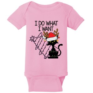 I Do What I Want Christmas Tree Cat Gift Baby Bodysuit