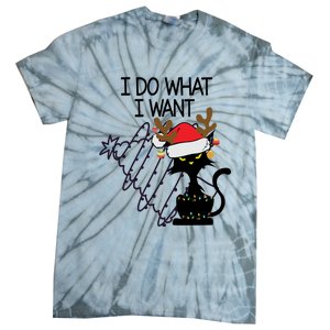 I Do What I Want Christmas Tree Cat Gift Tie-Dye T-Shirt