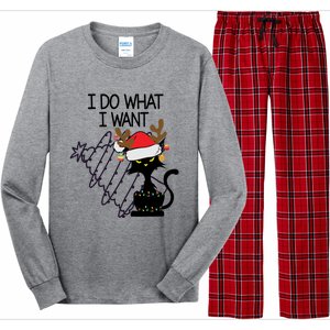 I Do What I Want Christmas Tree Cat Gift Long Sleeve Pajama Set