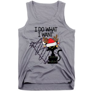 I Do What I Want Christmas Tree Cat Gift Tank Top