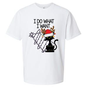 I Do What I Want Christmas Tree Cat Gift Sueded Cloud Jersey T-Shirt