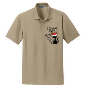 I Do What I Want Christmas Tree Cat Gift Dry Zone Grid Polo