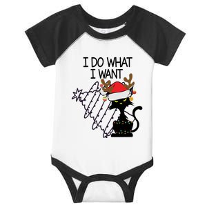 I Do What I Want Christmas Tree Cat Gift Infant Baby Jersey Bodysuit