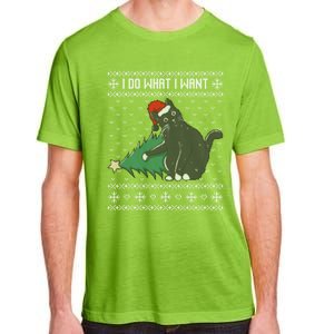 I Do What I Want Santa Cat Christmas Tree Ugly Sweater Xmas Gift Adult ChromaSoft Performance T-Shirt