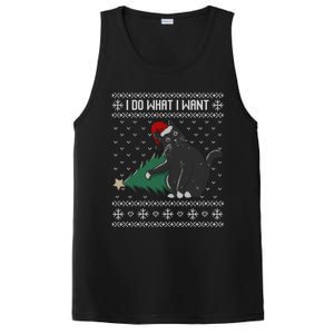 I Do What I Want Santa Cat Christmas Tree Ugly Sweater Xmas Gift PosiCharge Competitor Tank