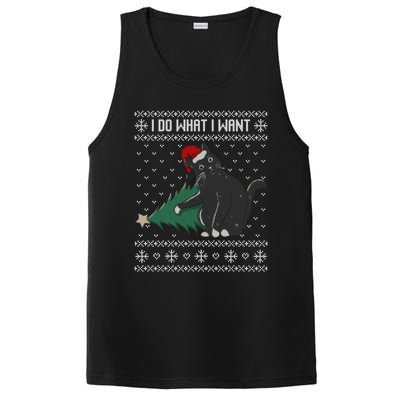 I Do What I Want Santa Cat Christmas Tree Ugly Sweater Xmas Gift PosiCharge Competitor Tank