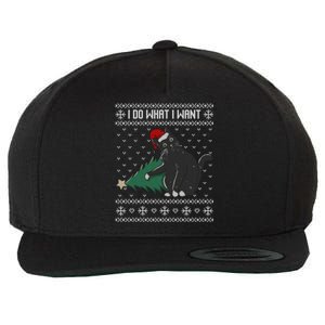 I Do What I Want Santa Cat Christmas Tree Ugly Sweater Xmas Gift Wool Snapback Cap