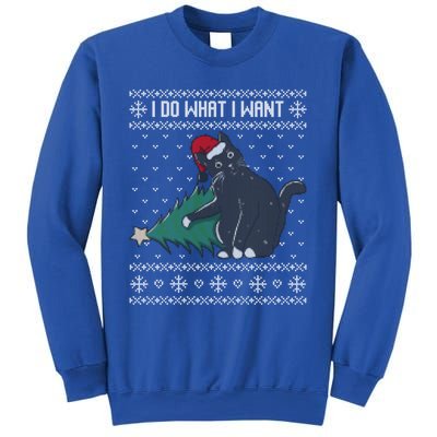 I Do What I Want Santa Cat Christmas Tree Ugly Sweater Xmas Gift Sweatshirt