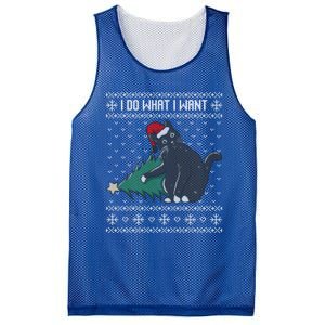 I Do What I Want Santa Cat Christmas Tree Ugly Sweater Xmas Gift Mesh Reversible Basketball Jersey Tank