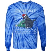 I Do What I Want Santa Cat Christmas Tree Ugly Sweater Xmas Gift Tie-Dye Long Sleeve Shirt