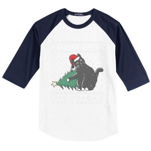 I Do What I Want Santa Cat Christmas Tree Ugly Sweater Xmas Gift Baseball Sleeve Shirt