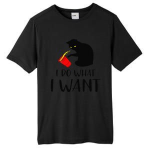 I Do What I Want Funny Black Cat Red Cup Funny My Cat Tall Fusion ChromaSoft Performance T-Shirt