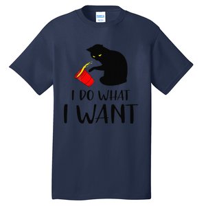 I Do What I Want Funny Black Cat Red Cup Funny My Cat Tall T-Shirt