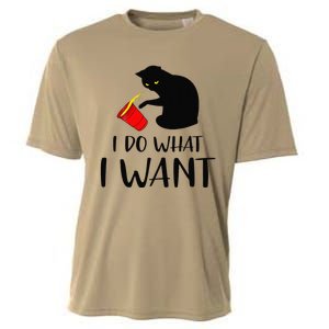 I Do What I Want Funny Black Cat Red Cup Funny My Cat Cooling Performance Crew T-Shirt