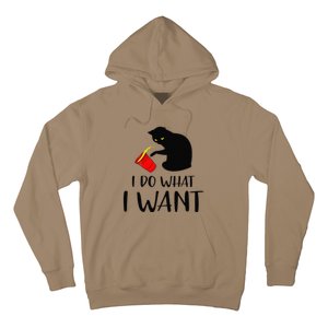 I Do What I Want Funny Black Cat Red Cup Funny My Cat Hoodie