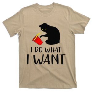 I Do What I Want Funny Black Cat Red Cup Funny My Cat T-Shirt