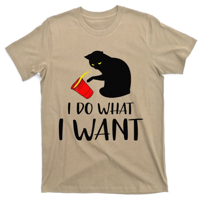 I Do What I Want Funny Black Cat Red Cup Funny My Cat T-Shirt