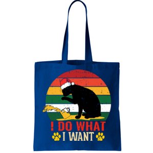 I Do What I Want Cat Christmas Pajama Funny Kitten Xmas Gift Tote Bag