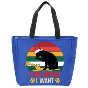 I Do What I Want Cat Christmas Pajama Funny Kitten Xmas Gift Zip Tote Bag