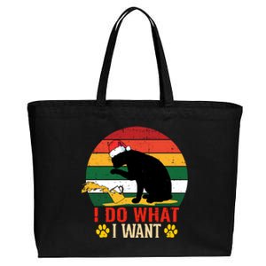 I Do What I Want Cat Christmas Pajama Funny Kitten Xmas Gift Cotton Canvas Jumbo Tote