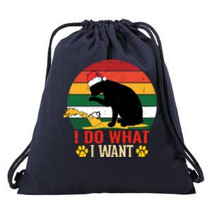 I Do What I Want Cat Christmas Pajama Funny Kitten Xmas Gift Drawstring Bag