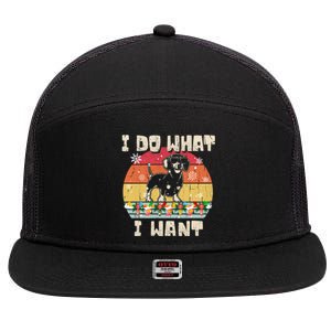 I Do What I Want Dachshund Retro Christmas Style Funny Gift 7 Panel Mesh Trucker Snapback Hat