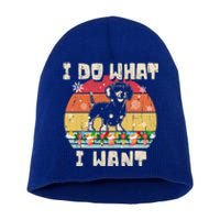 I Do What I Want Dachshund Retro Christmas Style Funny Gift Short Acrylic Beanie